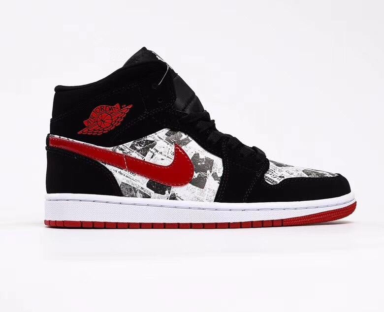 Air Jordan 1 MID SE Newspaper /Black/ Red