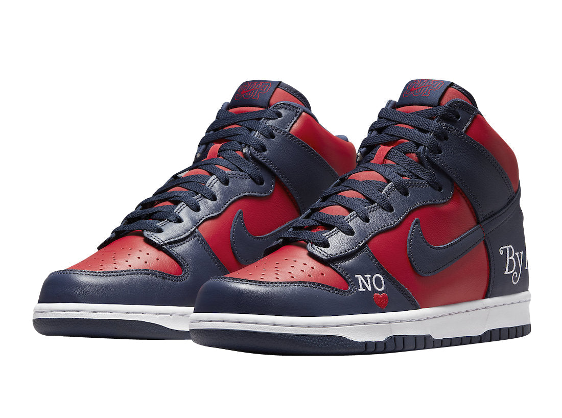 Supreme x Dunk High SB 'By Any Means - Red Navy'