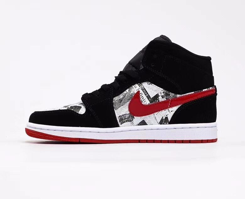 Air Jordan 1 MID SE Newspaper /Black/ Red
