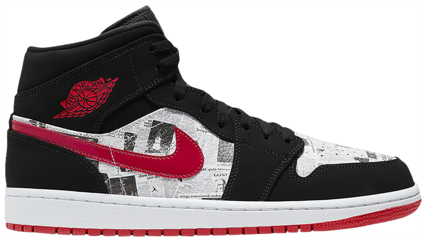 Air Jordan 1 MID SE Newspaper /Black/ Red