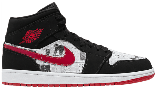 Air Jordan 1 MID SE Newspaper /Black/ Red