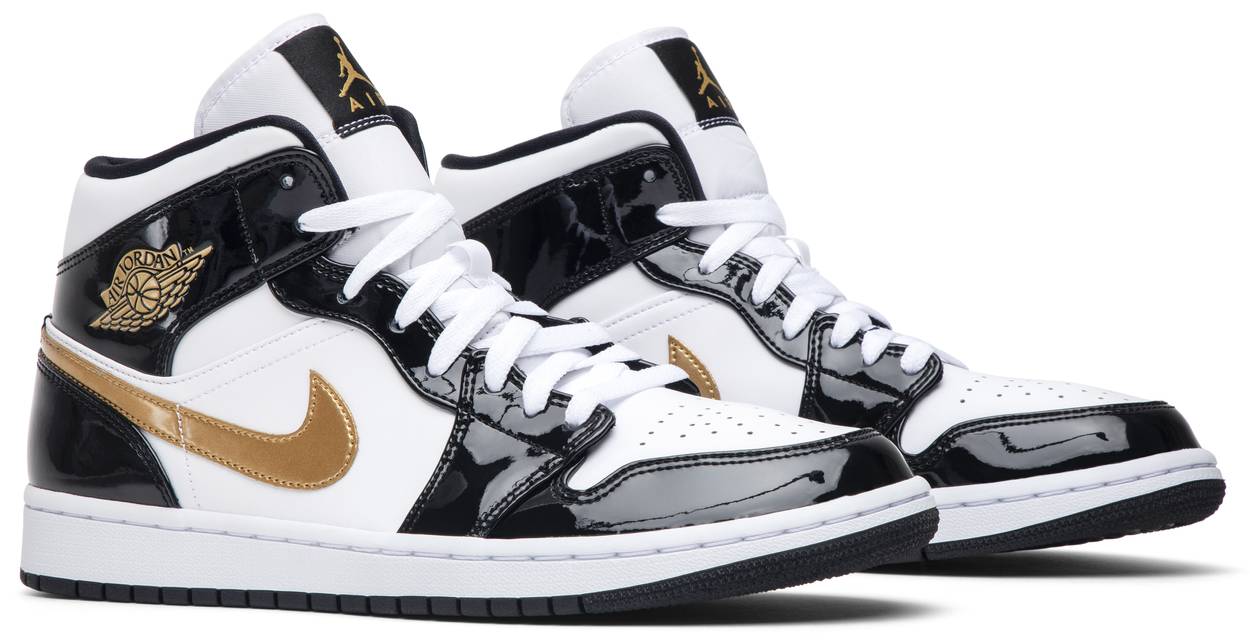 Air Jordan 1 Mid Patent 'Black Gold'