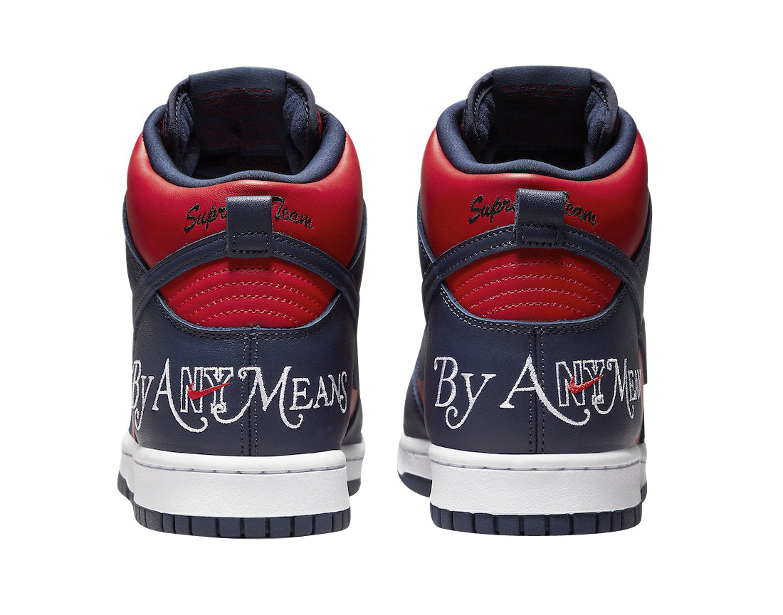 Supreme x Dunk High SB 'By Any Means - Red Navy'