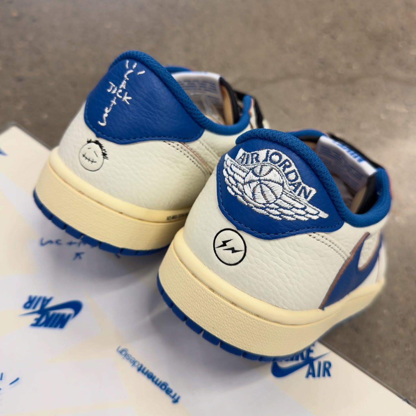 Fragment Design x Travis Scott x Air Jordan 1 Retro Low OG SP 'Sail Military Blue' 2025